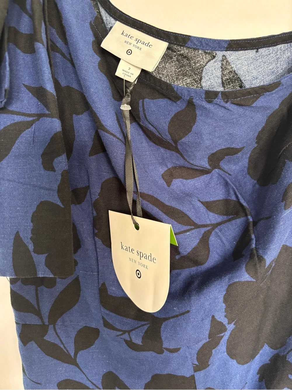 kate spade Navy Blue One-Shoulder Floral Jumpsuit with Black Print